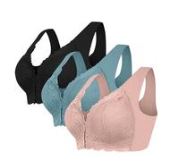 Cocila 3 Pieces Lace Women's Bras Wide Strap Seamless No Strangulation Underwired Comfort Sleep Bras Women Underwear Push Up Breathable Sports Soft Cup Full Coverage Casual Oversized Bra S-3XL