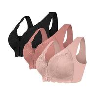 Cocila 3 Pieces Lace Women's Bras Wide Strap Seamless No Strangulation Underwired Comfort Sleep Bras Women Underwear Push Up Breathable Sports Soft Cup Full Coverage Casual Oversized Bra S-3XL