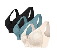 Cocila 3 Pieces Lace Women's Bras Wide Strap Seamless No Strangulation Underwired Comfort Sleep Bras Women Underwear Push Up Breathable Sports Soft Cup Full Coverage Casual Oversized Bra S-3XL