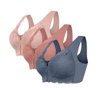 Cocila 3 Pieces Lace Women's Bras Wide Strap Seamless No Strangulation Underwired Comfort Sleep Bras Women Underwear Push Up Breathable Sports Soft Cup Full Coverage Casual Oversized Bra S-3XL