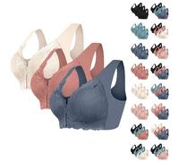 Cocila 3 Pieces Lace Women's Bras Wide Strap Seamless No Strangulation Underwired Comfort Sleep Bras Women Underwear Push Up Breathable Sports Soft Cup Full Coverage Casual Oversized Bra S-3XL
