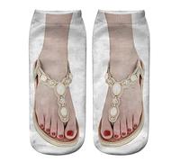 Cocila 3D Pattern Sandals Print Running Women Personality Low Ankle Most Comfortable Socks (Beige, One Size) White Cotton Women'S Trainer Womens Sports Wowen Non Slip For Long Size 6-8 No Show