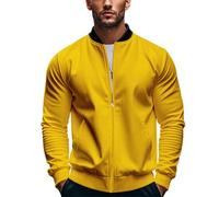 Cocila American Sweatshirt Men's Winter Plus Velvet Thickened Warm Cold Proof Heavy Casual Mens Jacket (Yellow, L) Coats Long Jackets for Men Overcoat Duffle Coat Over UK Trench Wool Short Black
