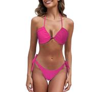 Cocila Bikini Sets for Women Women's Tan Through Slim Fit Hollow Translucent Non Tender Beach Sunbathing No Sun Mark Breathable Strap (Hot Pink, M) Underwired Cute Tops UK Polka Dot Set Orange