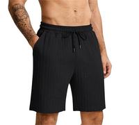 Cocila Black Cargo Shorts Mens Cable Knit Elastic Waist Casual Summer Vacation 7.5 Inch (Black, L) Short Dresses Trousers Camouflage Womens Combat Jeans Men Multipack Chino Elasticated Belt