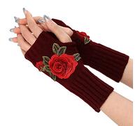 Cocila Black of Friday 2024 Cosy Fingerless Gloves Half Finger Leather Gloves White Fur Trim Gloves White Flapper Gloves Long Glove Fancy Dress Deals of The Day Todays Deals