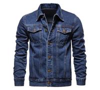Cocila Buy British Day Deals Men's Single Breasted Denim Jacket With Lapel Casual Slim Fit Denim Jacket In Cotton Snow Proof Jacket Men Brown Bomber Jacket Pu Leather Outlet Clearance Uk Overstock