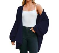 Cocila Cardigans for Women UK Lightweight Long Sleeve Open Front Batwing Cable Knitted Slouchy Stretch Summer Autumn Oversized Wrap Cardigan Sweater Coat Outwear Women Gifts Dark Blue XL
