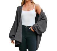 Cocila Cardigans for Women UK Lightweight Long Sleeve Open Front Batwing Cable Knitted Slouchy Stretch Summer Autumn Oversized Wrap Cardigan Sweater Coat Outwear Women Gifts Dark Gray XXL