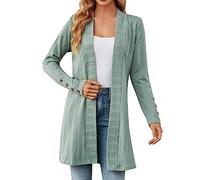 Cocila Cardigans for Women UK Women's Long Sleeve Cropped Knitted Sarment Cardigan Sweater Bolero Open Front Long for Sweater Coat Womens Holiday Outfit (Green, M)