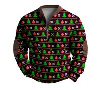 Cocila Christmas Jumpers For Men Mens Santa Pullover Sweatshirt Funny Print Shirt Long Sleeve Quarter Zip Xmas Tops Casual Holiday Zipper No Hood (Red, M) Jumper Men'S Gifts Smart 2025 Gym