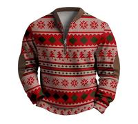 Cocila Christmas Jumpers For Men Mens Santa Pullover Sweatshirt Funny Print Shirt Long Sleeve Quarter Zip Xmas Tops Casual Holiday Zipper No Hood (Watermelon Red, Xxxl) Jumper 2025 Men'S Hoodies