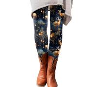 Cocila Christmas Leggings Cropped Leggings with Pockets Womens Christmas Stocking Fillers Thermal Walking Leggings Cotton Joggers for Women UK Fluffy Black Leggings Lightening Deal of Day
