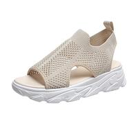 Cocila Comfy Sandals For Women Uk Fashion Mesh Breathable Summer New Pattern Comfortable Thick Sole Flat Bottom Non Large Size Shoes Beige, 4.5 Women'S Wide-Fit White Slip On Jesus Womens