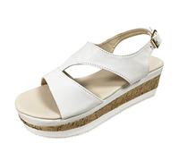Cocila Comfy Sandals For Women Uk Ladies Fashion Solid Color Leather Buckle Platform Fish Mouth White, 4.5 Black Heels Size 6 Wide Fit Fitting Lilac Wedge 5 Summer Shoes Soft Womens Navy Blue