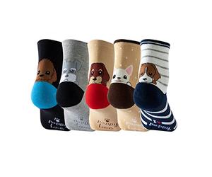 Cocila Compression Socks For Women Womens Animal Themed Five Pairs Set Daily Cute Letter (Multicolor, One Size) Black 4-7 Breathable Ladies Multipack Sock Size 8 Thick Sports Diabetic 4-8 Ankle