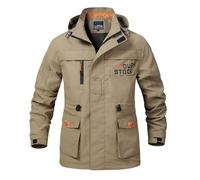 Cocila Cotton Canvas Jacket Jackets Detachable Hooded Long Sleeve Zipper Multi Pocket Coat Mens Packable Waterproof Windproof Cycling White