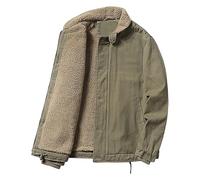 Cocila Deal Of The Day Today Sale Lamb's Wool Short Jacket Men's Winter Thickened Collar Padded Workwear Pilot Jacket Cotton Clothing Lambswool Cotton Jacket Senior Jacket Fish Black of Friday Deal