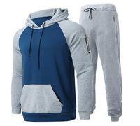 Cocila Deals of The Day Male Casual Solid Two Piece Suit Zipper Pocket Sleeve Hoodies Drawstring Zipper Pocket Pants Set All Suite for Men Men's Tracksuits Full Set Men's Hoodi Black of Friday 2024