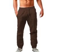 Cocila Deals of The Day Mens Cotton and Linen Pants Casual Solid Color Comfortable Drawstring Summer Plus Size Loose Trousers Breathable and Comfortable Beach Pants Relaxed Tr Black of Friday Deals