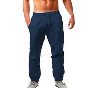 Cocila Deals of The Day Mens Cotton and Linen Pants Casual Solid Color Comfortable Drawstring Summer Plus Size Loose Trousers Breathable and Comfortable Beach Pants Relaxed Trousers Black of Friday
