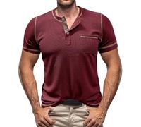 Cocila Deals of The Day Men's Fashion Spring and Summer Casual Short Sleeve Button Round Neck Solid Color Short Sleeve T Shirt Top Tall Mens Shirt Tee Shirts Men Adult Indian S Black of Friday Sale