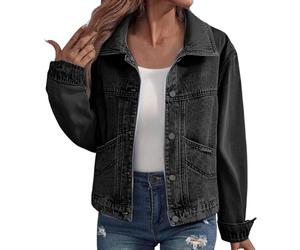 Cocila Denim Jackets Women Jean Lapel Stretchy Lightweight Long Sleeve Trucker Classic Western Design Denim Jeans Button Down Stretch Boyfriend Jacket with Pocket UK