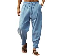 Cocila Elastic Solid Cotton Men's Color Pants Loose Breathable Casual Little Boy (Blue, L) Carpenter Jeans Men Green Cargo Mens Lightweight Trousers Tracksuit Fleece Joggers Chef White Linen