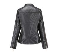 Cocila Faux Leather Jacket for Women Overcoat Leather Winter Coat Outwear Tops Short Women Jacket Zipper Warm Women's Coat Lightweight Down Coat Women (Black, L)