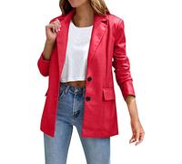 Cocila Faux Leather Jacket for Women Women's Warm Faux Leather Biker Jacket Zip Outer Jacket Lapel Short Jacket Wool Winter Top Leather Small Casual Winter Outfits for Women Cold Weather (Red, M)