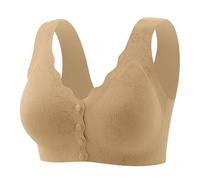 Cocila Front Fastening Bra, Non Wired Support Comfort Bras for Women UK, Wireless Soft Post Surgery Sports Bra Wide Straps Bralettes for Women The Elderly Ladies Coffee