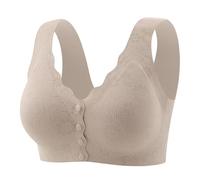 Cocila Front Fastening Bra, Non Wired Support Comfort Bras for Women UK, Wireless Soft Post Surgery Sports Bra Wide Straps Bralettes for Women The Elderly Ladies Khaki
