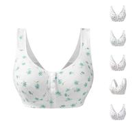 Cocila Front Fastening Bras for Women UK Flower 4 Button Cotton Comfort Plus Size Non Wired Nursing Push Up Seamless Stretch Sports Bras Women Underwire Green 40