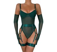 Cocila Garter Lingerie For Women Sexy Matching 4 Set Lace Apron Sets Crotchless Women'S All Seasona Stockings And Suspenders Bodysuit Outfits Uk Red Bra Knickers Basques Corsets Womens Woman