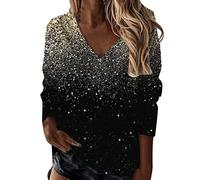 Cocila Glitter Long Sleeve Shirt - Women's Cotton Chinese Style Blouse for Party, Plus Size Christmas Outfit, UK Warehouse Deals