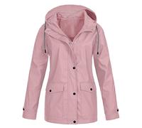 Cocila Guy Fawkes Night Deals Womens Autumn Winter Solid Color Hooded Pockets Watertight Windproof Jacket Raincoat with Hood Women Ladies Coat Size 22 Black Rain Jacket Ladies W Warehouse Clearance