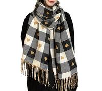 Cocila Hair Scarf Wrap Unisex Reversible Love Plaid Tassel Scarf Warm Shawl Thickened Scarf Womens Wrap Summer Scarves Women Uk Ladies Fleece Scarves Heat Holders Scarf Ladies