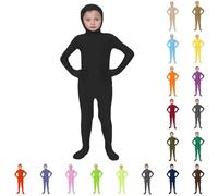 Cocila Halloween Costumes Kids Unisex Black Fancy Dress Morphsuit Costume Cosplay Black Second Skin Full Body Suit for Boys Solid Morphsuits