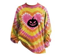 Cocila Halloween Oversized Sweatshirts for Women UK Long Sleeve Crewneck Casual Pullover Sweaters Loose Fall Top Jumpers Ghost Printed Grey M
