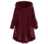 Cocila Hoodies For Women Uk Winter Jackets Oversized Hoodie Autumn/Winter Solid Color Long Sleeve Plush Warm Button Top Women'S Outdoor Waterproof Waist Deep Blue Sweatshirt Cotton Fleece Tops
