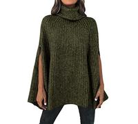 Cocila Jumper for Women UK Womens Fall Winter Turtleneck Poncho Sweater Fashion Chunky Knit Cape Wrap Sweaters Pullover Jumper Tops Nylon Sweatshirt (AG, M)