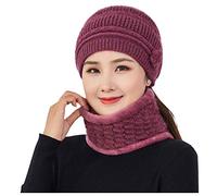 Cocila Knit Mask Skiing Hat Knitted Warm Windproof Cap Adult Cycling Sets Baseball Caps Cape Cod Winter (Purple, One Size) Hats Thermal Scarf and Gloves Set Kids Mens Ladies Red for Women UK