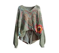 Cocila Knitted Pullover Sweater for Women Fashion Long Sleeve V Neck Blouse Winter Warm Layer Top Daily Going Out Shirts Mens Hand Knit Cardigan (Green, XL) Navy Blue Hoodie Womens Black