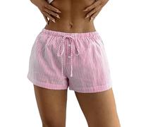 Cocila Ladies Denim Shorts Basic Striped Elastic Casual Girls Loose Fitting Slacks (A, XL) Long for Women Jogger Golf Trousers Womens Clothes Black Low Waist Linen Size 18 UK Knee Length Plus