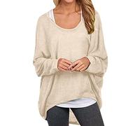 Cocila Ladies Lightweight Knit Jumper Womens Batwing Sleeve Pullover Tops Off Shoulder Loose Oversized Baggy Sweater Shirts Casual T Shirt Blouses Mens Slim Sweaters (Beige, M)