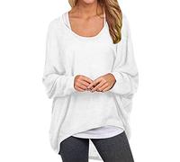 Cocila Ladies Lightweight Knit Jumper Womens Batwing Sleeve Pullover Tops Off Shoulder Loose Oversized Baggy Sweater Shirts Casual T Shirt Blouses Mens Slim Sweaters (White, M)