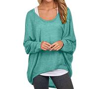 Cocila Ladies Lightweight Knit Jumper Womens Batwing Sleeve Pullover Tops Off Shoulder Loose Oversized Baggy Sweater Shirts Casual T Shirt Blouses Mens Slim Sweaters (Green, XXL)
