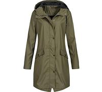 Cocila Ladies' Long Waterproof Rain Jacket, Windproof Overcoat Hoodie with Four Pockets, Waterproof Trench Coat for Women, Size 12, Black