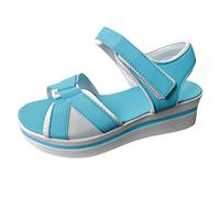Cocila Ladies Sandals Fashion Summer Color Blocking Open Toe Thick Heel Light Blue, 5 High Heels Shoes Navy Flat Beige For Women White Orthotic Black Sandal Chunky Slip On Uk Size 5 Comfort