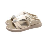 Cocila Ladies Sandals Summer Thick Bottom Flat Water Soft One Drag (White, 4) Wide Fit Silver Shoes Small Wedge Wedges For Women Low Heeled White Pumps Cushion-Walk Womens Orthopedic Gold Flats